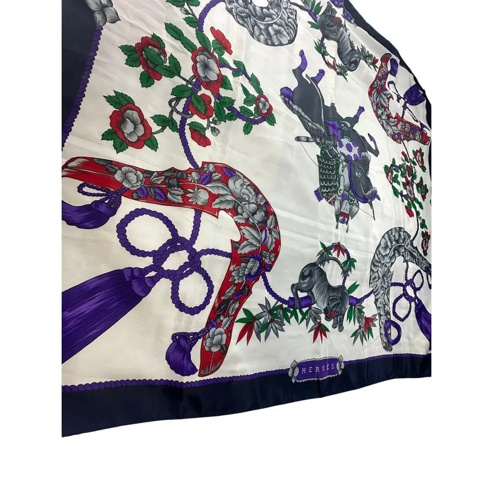Hermes Silk Scarf Grand Geste Samurai Japanese Warrior Horse Silk Twill 90cm